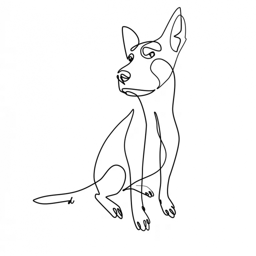 Ilustración personalizada mascota retrato animal perro blanco y negro a mano con lápiz digital.
