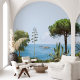 Mural con paisaje de mar mediterráneo y plantas