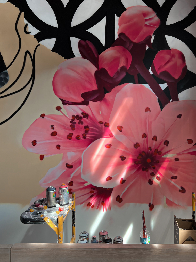 Flowers Mural Indoor Wall Art Painting Restaurant Dase Miami Wynwood Udon 772x1030