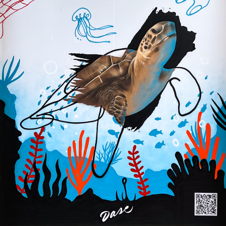 Mural Fondo Marino Graffiti Tortuga Animales Dase Westfield Barcelona 450x450